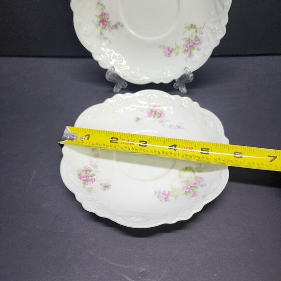 Vintage MZ Austria Saucer Plates White 5.5'' Floral Pink Design - Set of 2 - Picture 4 of 7